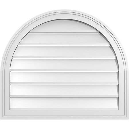 Ekena Millwork Round Top Surface Mount PVC Gable Vent: Functional, w/ 2"W x 1-1/2"P Brickmould Frame, 28"W x 24"H GVPRT28X2402SF
